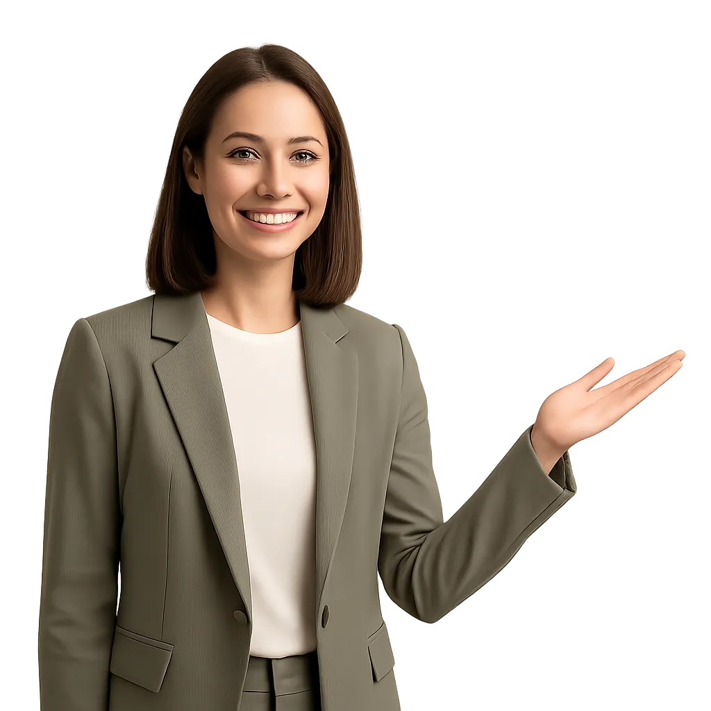 Professional woman inviting clients to take action